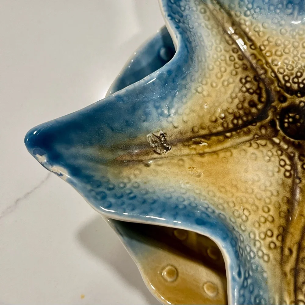 Costal plates,  Set of 3 decorative plates fish starfish shell